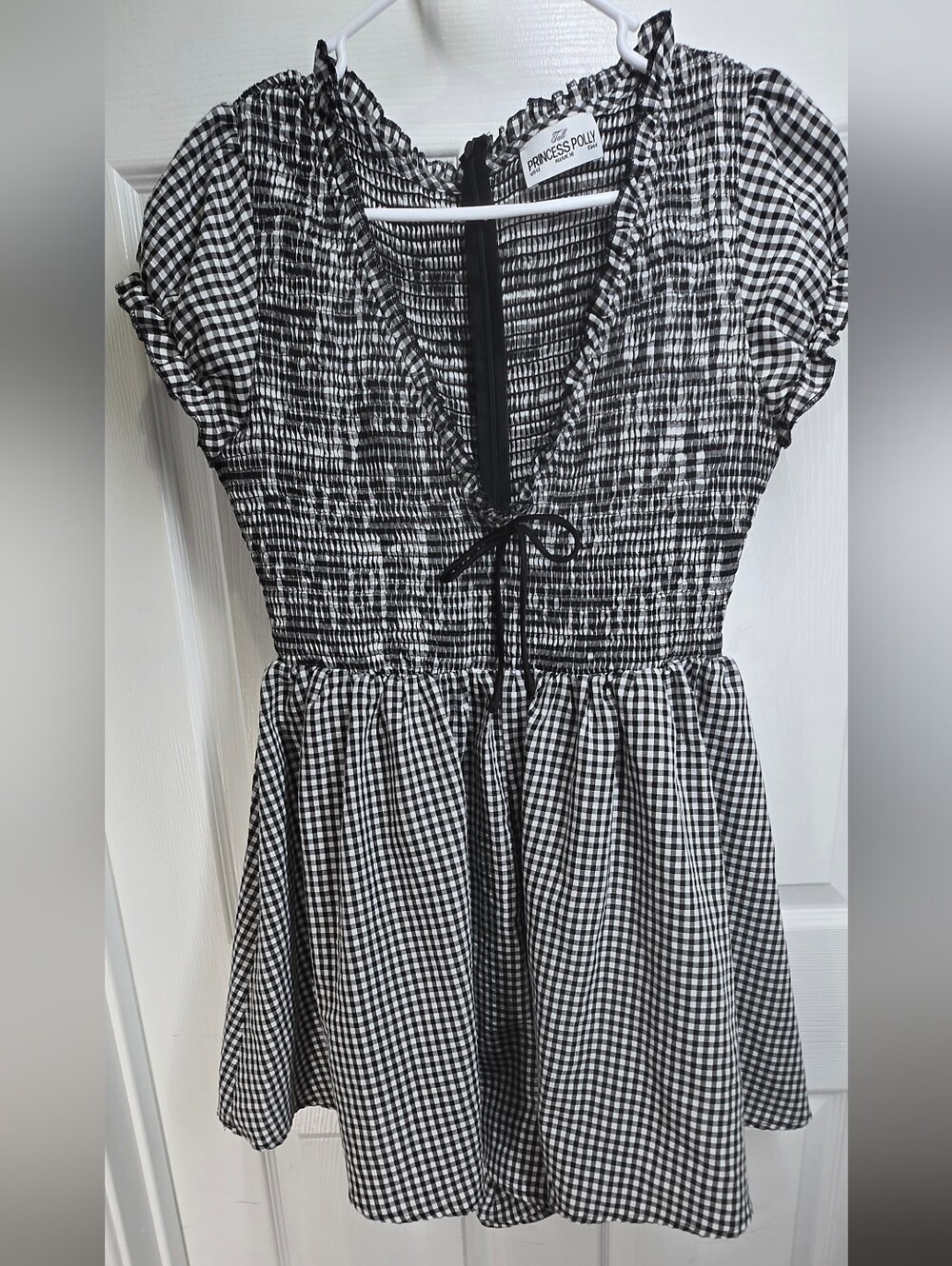 Princess Polly Black & White Gingham Smocked Romper - Picture 11 of 12